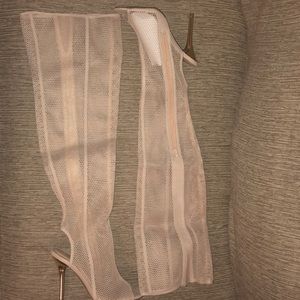 Nude thigh high boots